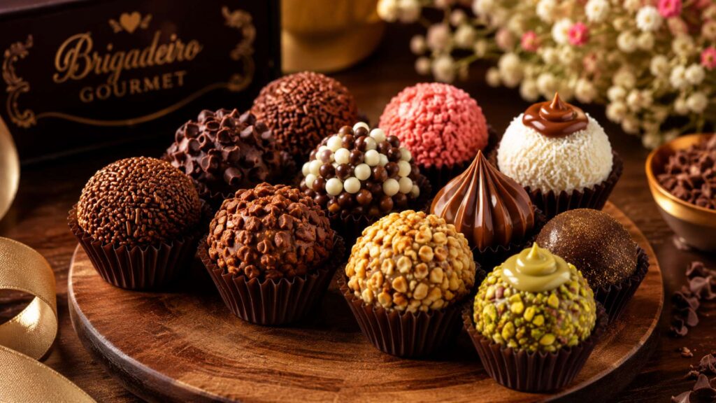Brigadeiro gourmet decorado com granulado belga