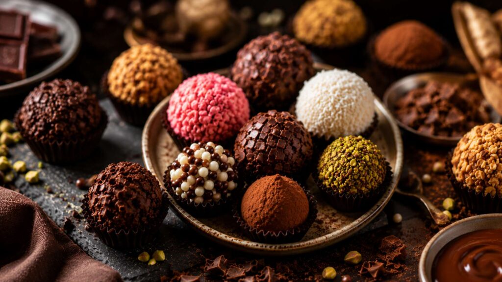 Brigadeiro gourmet decorado com granulado belga